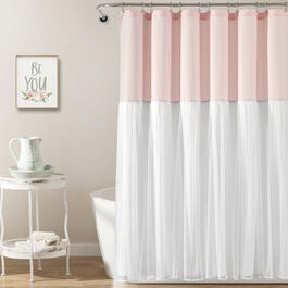 Lush Decor(R) Tulle Skirt Color Block Shower Curtain