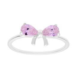 Marsala Sterling Silver Pink Cubic Zirconia Bow Ring