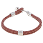 Mens Lynx Stainless Steel & Leather Bracelet - image 4