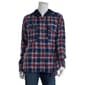 Plus Size da-sh Soft Plaid Slub Button Down Top - Navy/Burgundy - image 1