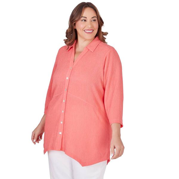 Plus Size Ruby Rd. Garden Variety Crinkle Casual Button Down
