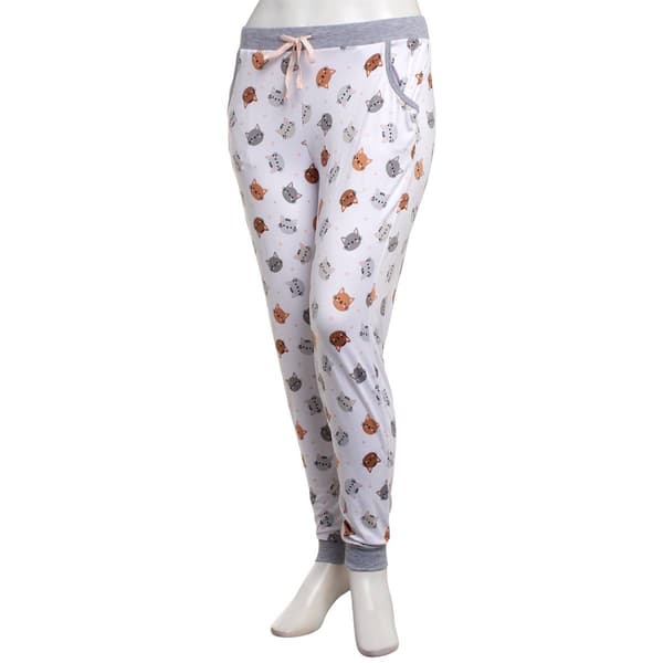 Juniors Pillow Talk Cats Faces Pajama Joggers - image 