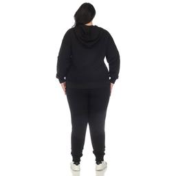 Plus Size White Mark 2pc. Velour Sweatsuit w/ Faux Leather Stripe