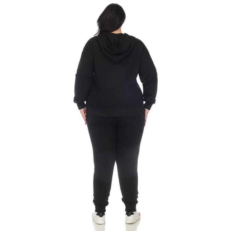 Plus Size White Mark 2pc. Velour Sweatsuit w/ Faux Leather Stripe