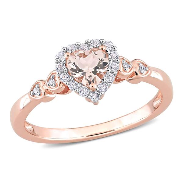 Gemstone Classics&#40;tm&#41; 18kt. Rose Gold Morganite Heart Ring - image 