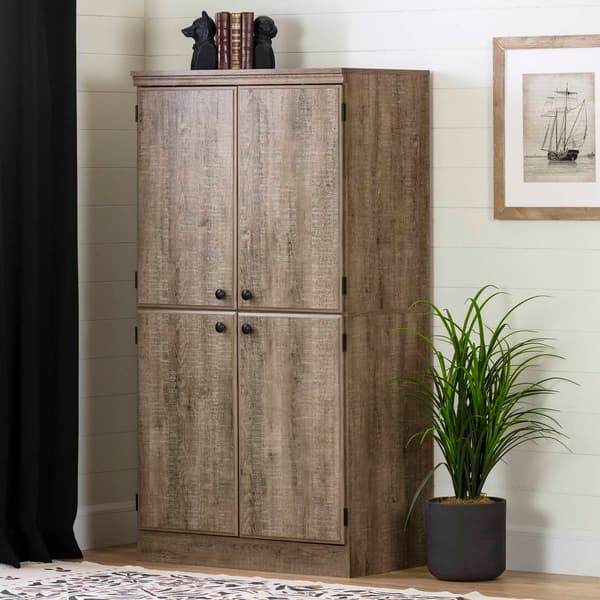 South Shore Morgan Weathered Oak 4-Door Storage Cabinet