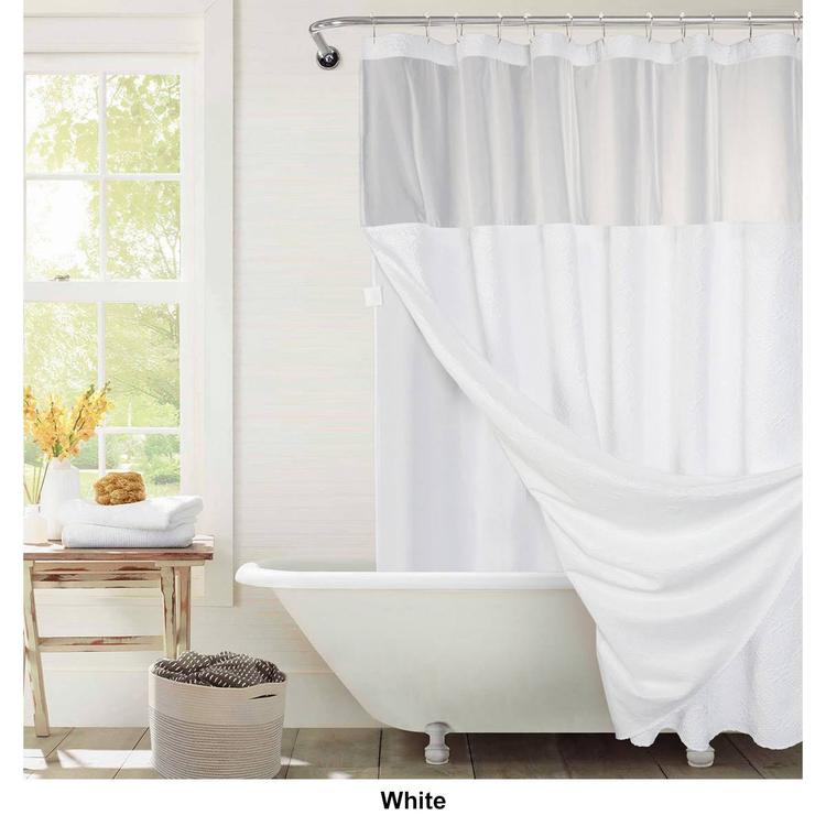 Awesome Home Starburst Crinkle Snap-In Liner Shower Curtain