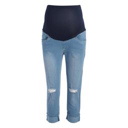 Womens Times Two Over The Belly Ripped Knee Maternity Capris