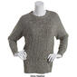 Petite Napa Valley Long Sleeve Marled Cable Front Crew Sweater - image 5