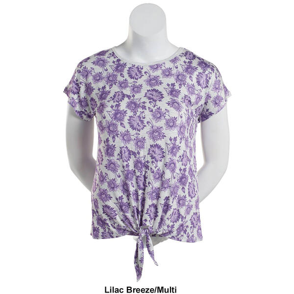 Womens Architect&#174; Short Sleeve Tie Front Floral Tee