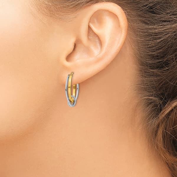 Gold Classics™ 14kt. Two-Tone Hoop With Loop Earrings