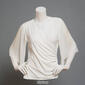 Womens MSK Chiffon Pearl Trim Cold Shoulder Elbow Sleeve Blouse - image 2