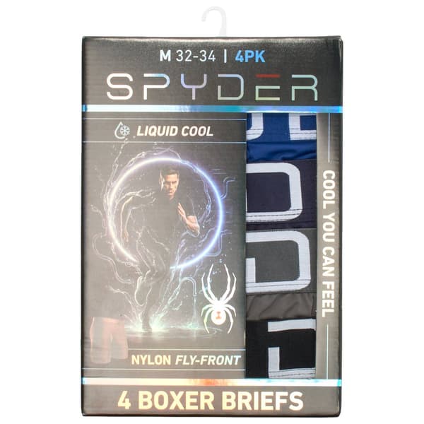 Mens Spyder 4pk. Liquid Cool Nylon Boxer Briefs - Black/Blue