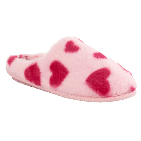 Womens Dearfoams Furry Heart Clog Slippers