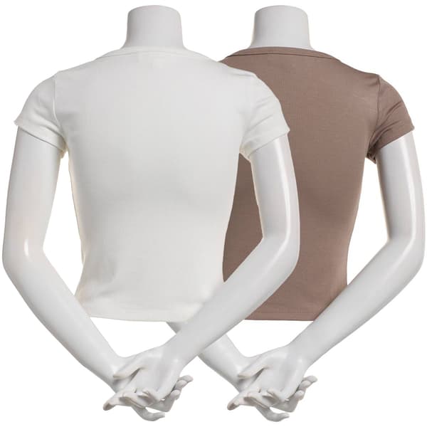 Juniors Pink Rose 2pk. Modal Spandex Scoop Neck Short Sleeve Tee