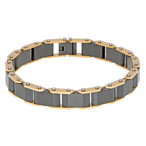 Mens Lynx Stainless Steel Gold &amp; Black Ion-Plated Bracelet - image 