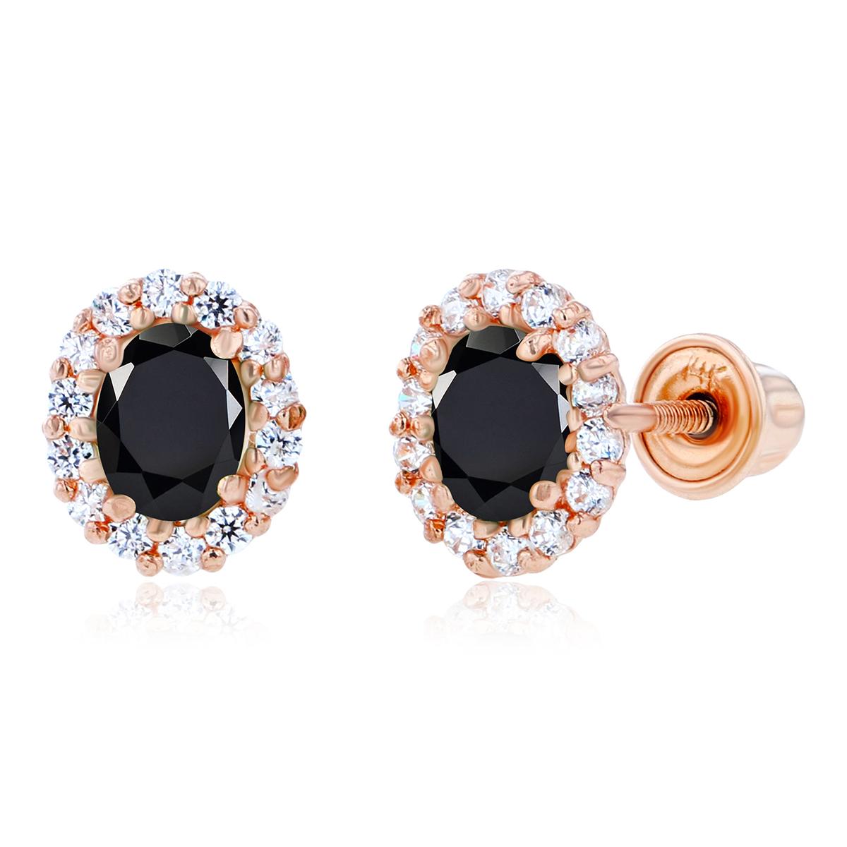 Gemstone Classics™ 14kt. Rose Gold Onyx Oval Earrings