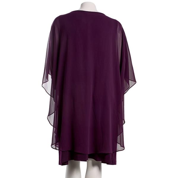 Plus Size Connected Apparel Capelet Overlay Rhinestone Dress
