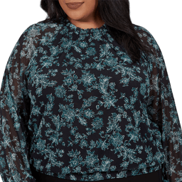 Plus Size Emaline Feminine Mystique Long Sleeve Floral Blouse