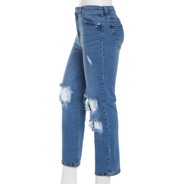 Juniors Celebrity Pink Curvy High Rise Straight Jeans-Medium Wash