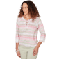 Petite Hearts of Palm Bloom Service Tie Neck Stripe Blouse - image 3