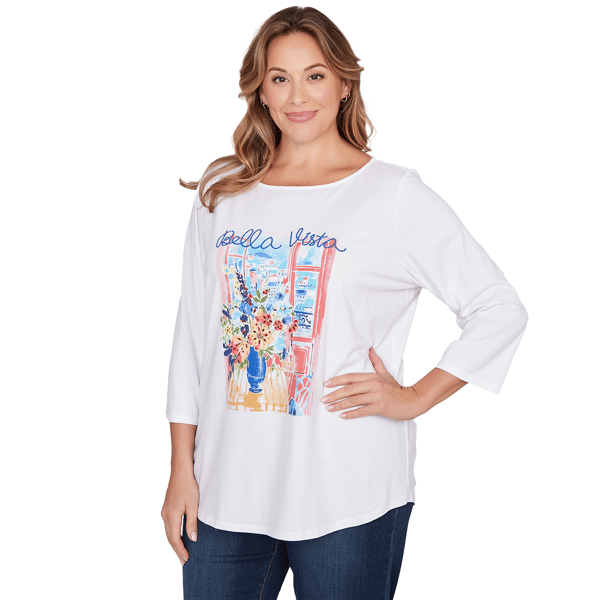 Plus Size Ruby Rd. Must Haves II 3/4 Sleeve Bella Vista Tee