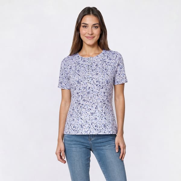 Womens LANDS END(R) Short Sleeve Ditsy Floral Henley Tee