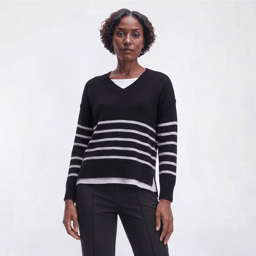 Petite Hanna & Gracie Long Sleeve Stripe Two In One Sweater
