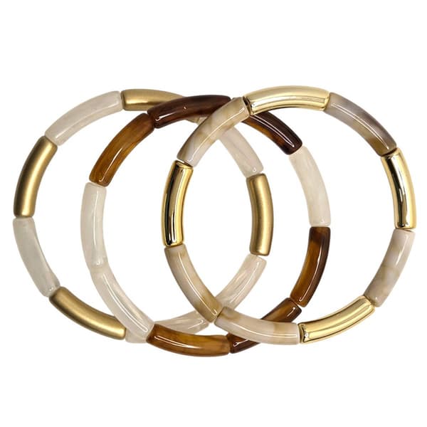 Ashley Cooper(tm) Gold-Tone Stretch Bracelets w/ Curved Tubes - image 
