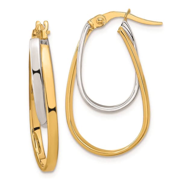 Gold Classics&#40;tm&#41; 14kt. Two-Tone 26x14.8mm Hoop Earrings - image 