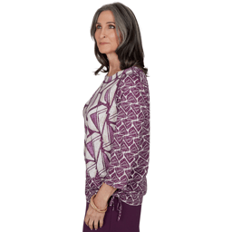 Petite Alfred Dunner Good To Go 3/4 Sleeve Geometric Blouse