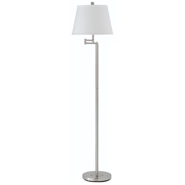 HomeRoots 60in. Nickel Swing Arm Floor Lamp with Square Shade