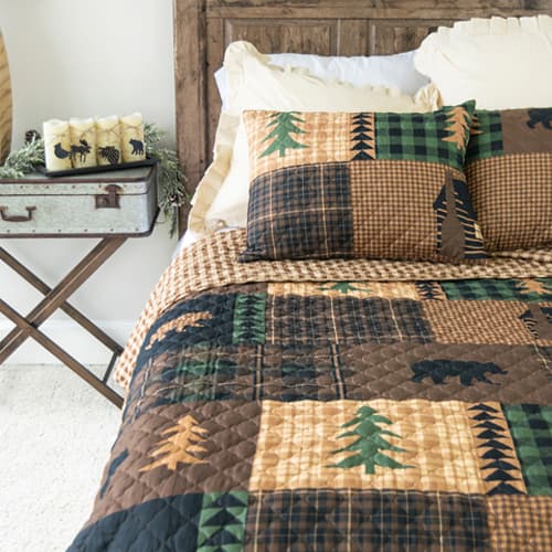 Your Lifestyle Brown Bear Cabin Quilt Set