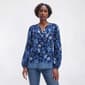 Womens Absolutely Famous Long Balloon Sleeve Henley Blouse - image 1