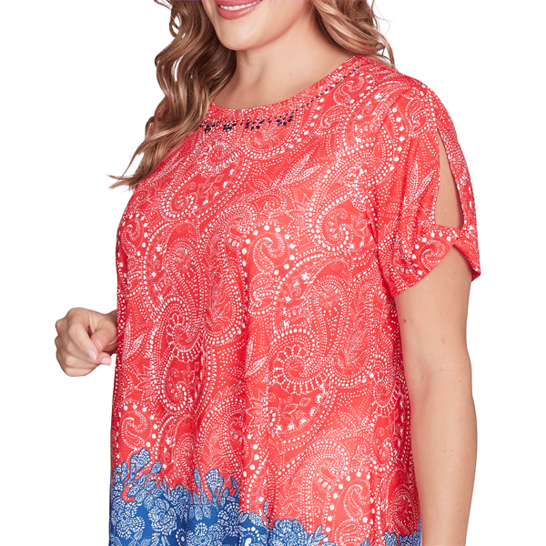 Plus Size Ruby Rd. Americana Chic Paisley Embellished Jersey Tee