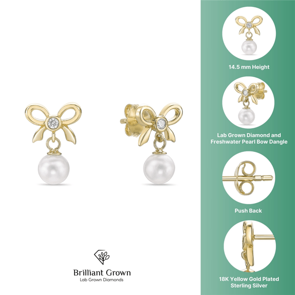 Brilliant Grown Lab-Grown Diamond Bow Accent Earrings