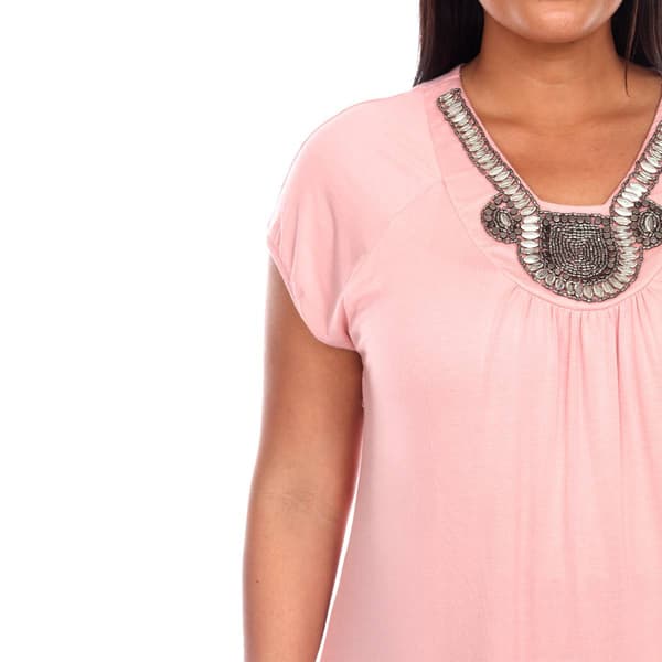 Plus Size White Mark Short Sleeve V-Neck Fenella Tunic