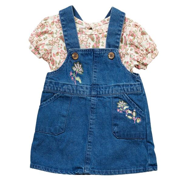 Baby Girl &#40;12-24M&#41; Nannette Denim Jumper & Floral Bodysuit - image 