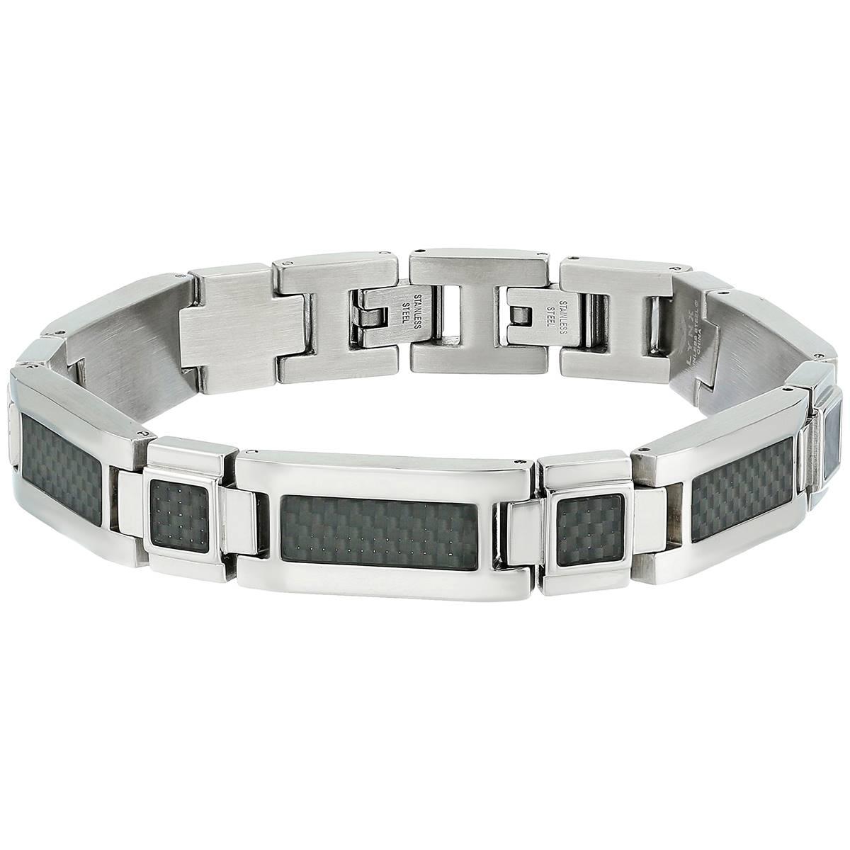 Mens Lynx Stainless Steel with Carbon Fiber Bracelet