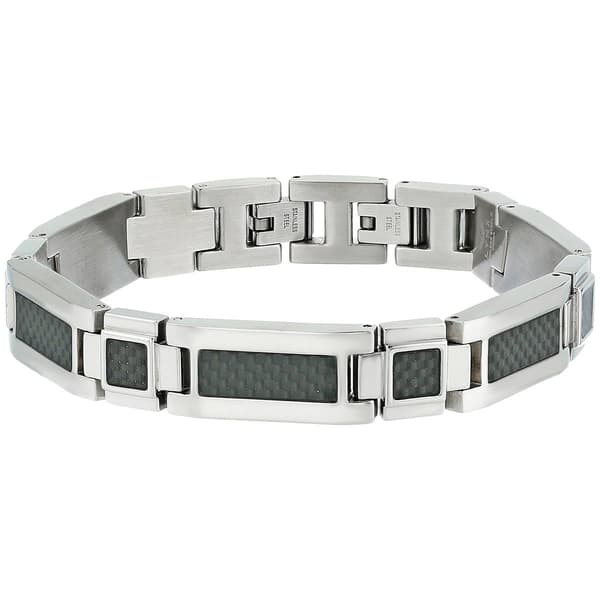 Mens Lynx Stainless Steel with Carbon Fiber Bracelet - image 