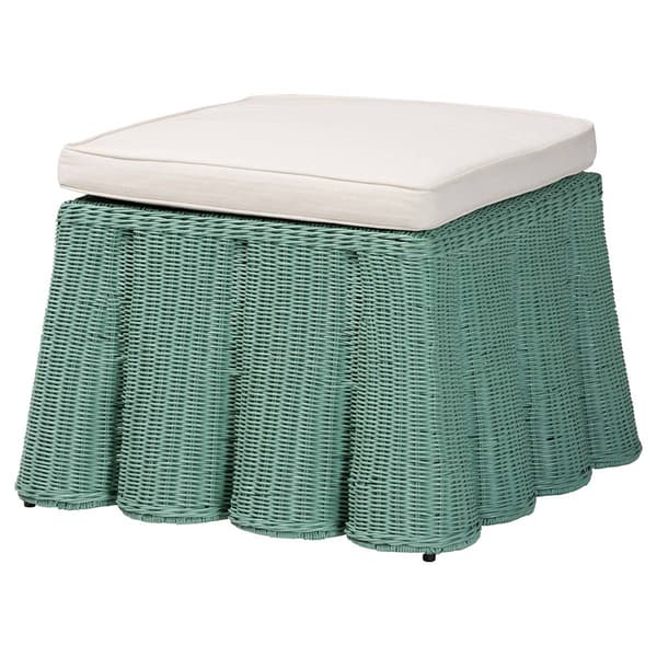 bali & pari Palm Bohemian Scallop Rattan Ottoman - image 