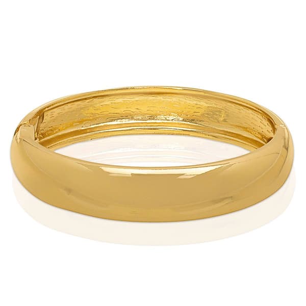 14kt. Gold Plated Wide Shiny Bangle Bracelet - image 