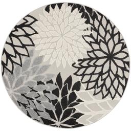 Nourison Aloha Monochrome Tropical Round Rug