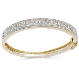 Accents Gold Plated Diamond Accent Greek Key Bangle
