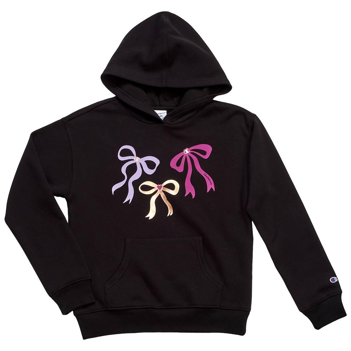 Girls (7-16) Champion(R) Bow Graphics Fleece Lined Pullover Hoodie