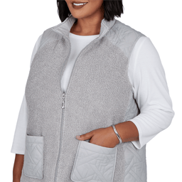 Plus Size Alfred Dunner Vail Sherpa Quilted Zip-Front Vest