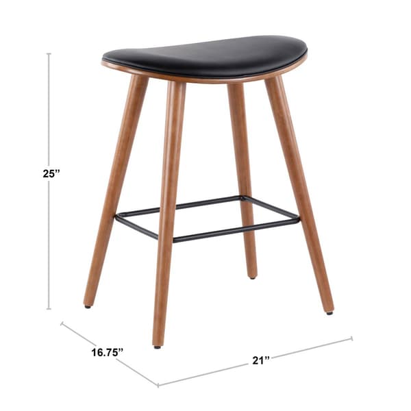 LumiSource Saddle Mid-Century Modern Counter Stools - Set of 2