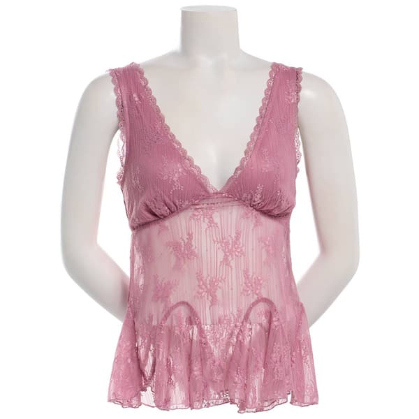 Juniors Madden Girl Floral Stretch Lace V-Neck Tie Back Tank Top - image 