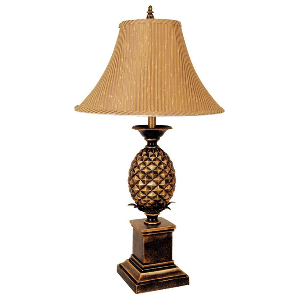 HomeRoots 32in. Gold Pineapple Table Lamp with Empire Shade