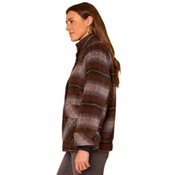 Womens Democracy Plaid Button Front Jacket